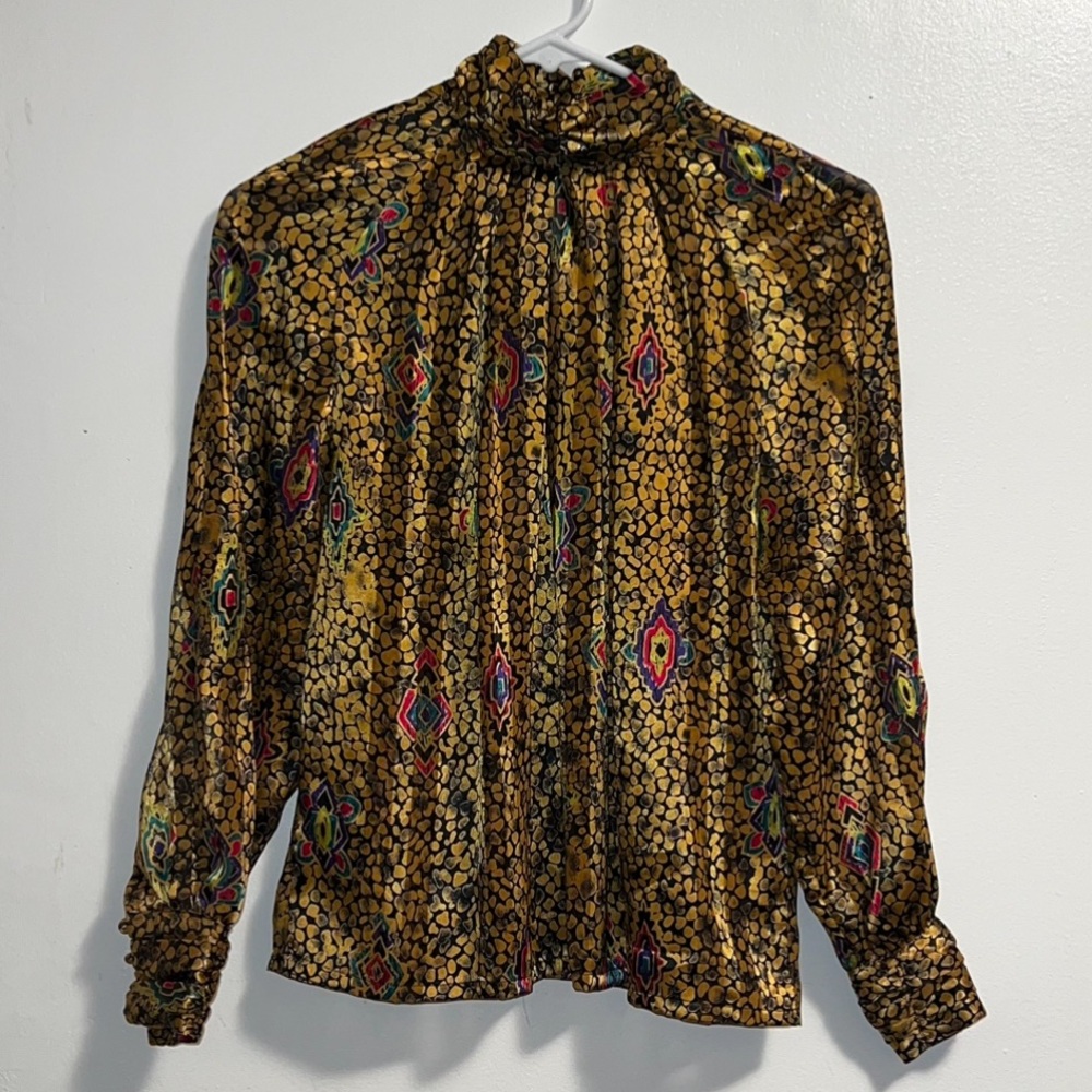Vintage Nicole Blakes Petites Gold Turtle Neck Blouse
